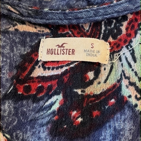🎁3 for $30 HOLLISTER Floral Boho Faux Wrap Tassel Peasant Blouse Size Small - Picture 8 of 9
